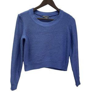 Vince Blue Cotton Cropped Crew Neck Pullover Sweater Size S